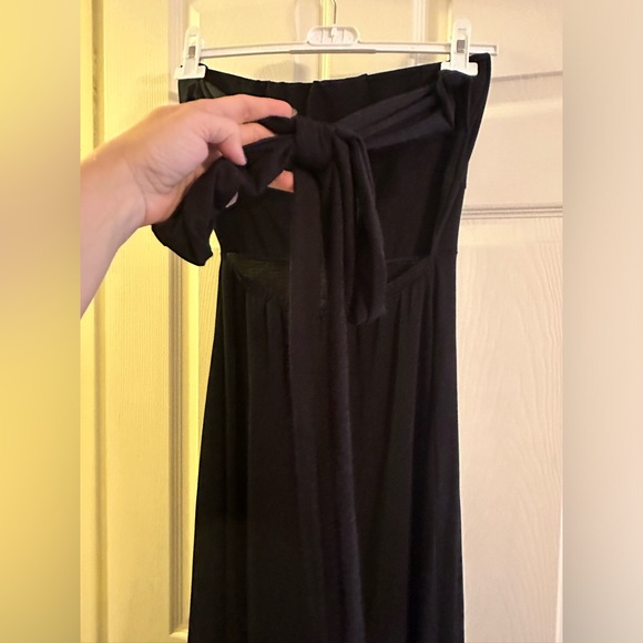 Alexis by Tal Sheyn Couture Strapless Black Maxi Dress A-Line Long Tie Dress USA - Picture 10 of 12